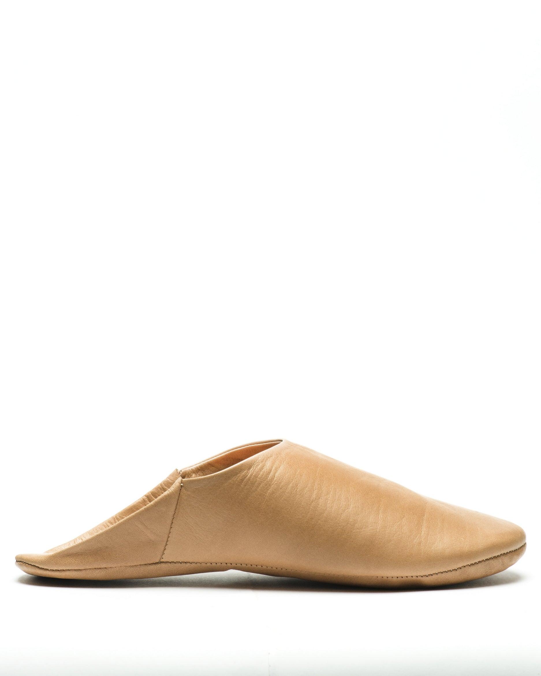 Unisex Tan Leather Slippers with Minimalist Design & Lightweight Flat Heel - Lovez Aqua© - 