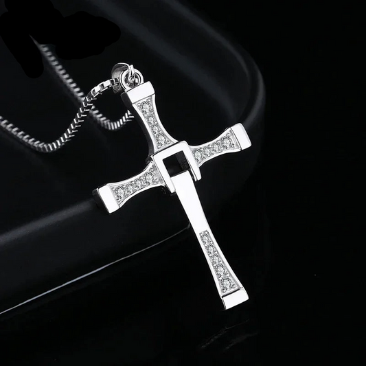 Fast & Furious Dominic Toretto 925 Sterling Silver Rotatable Cross Necklace - Lovez Aqua© - 