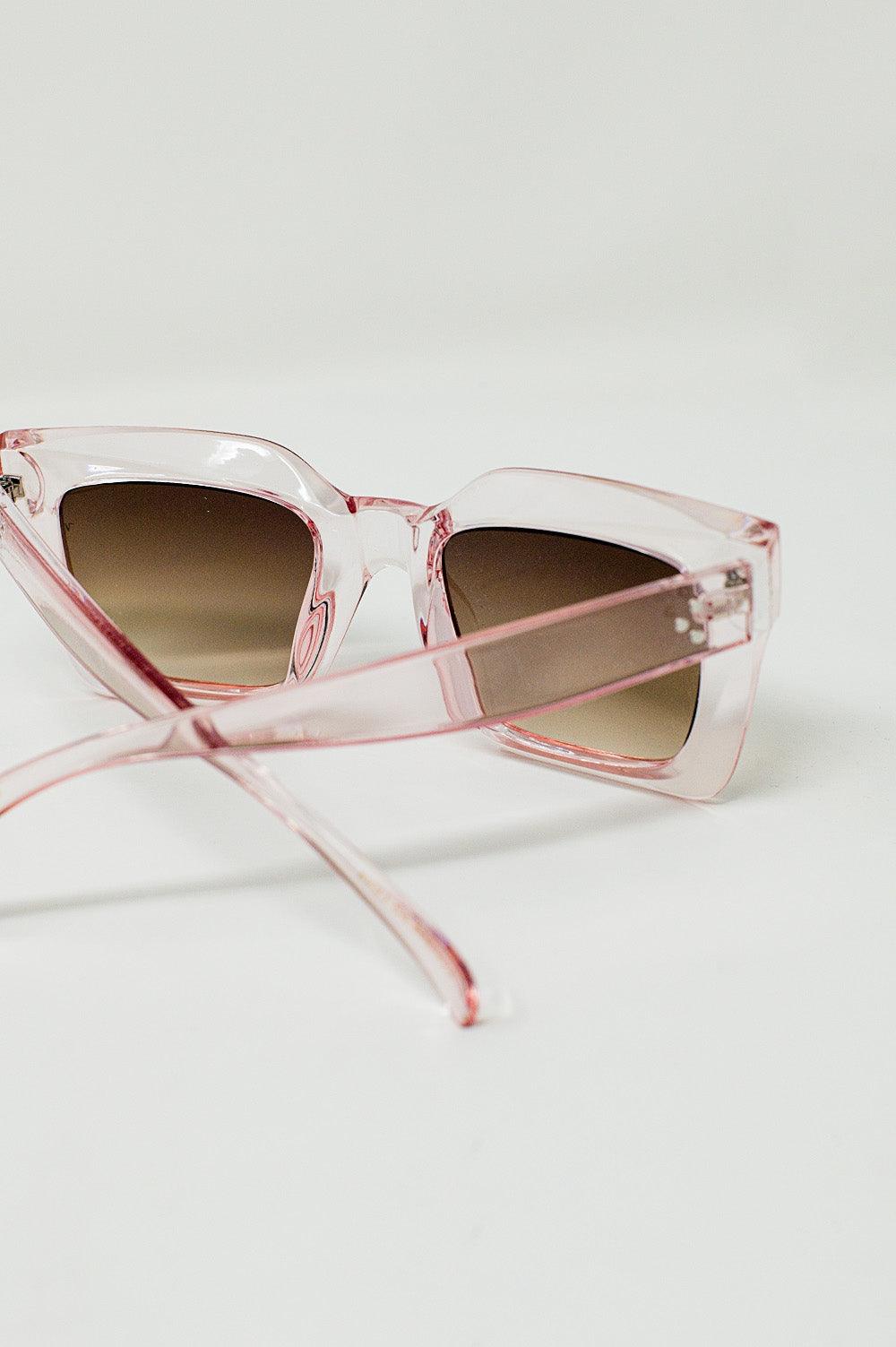 Women's 90's Squared Oversized Polarized Pink Sunglasses - Lovez Aqua© - 