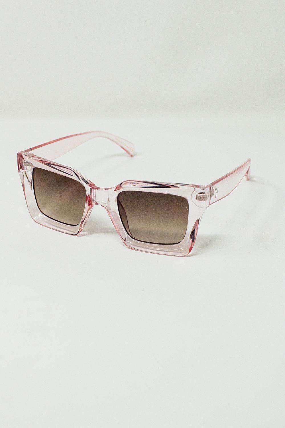 Women's 90's Squared Oversized Polarized Pink Sunglasses - Lovez Aqua© - 