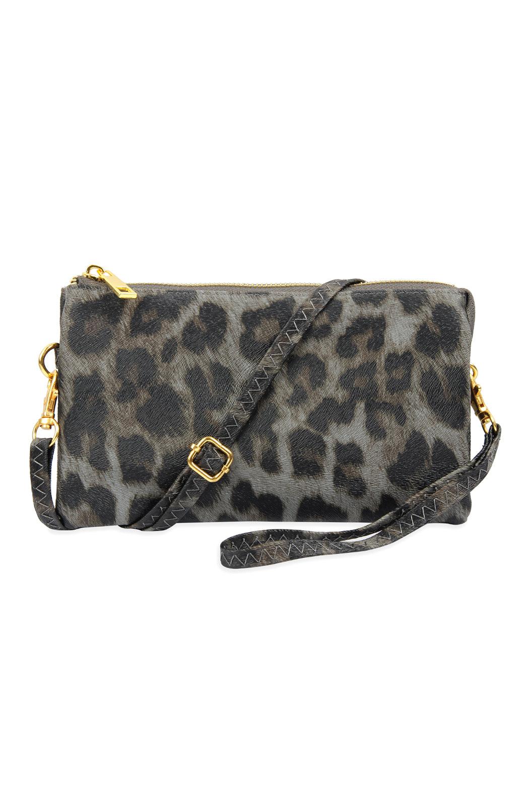 Women's Faux Leopard Print Leather Crossbody Wristlet Bag - Lovez Aqua© - 