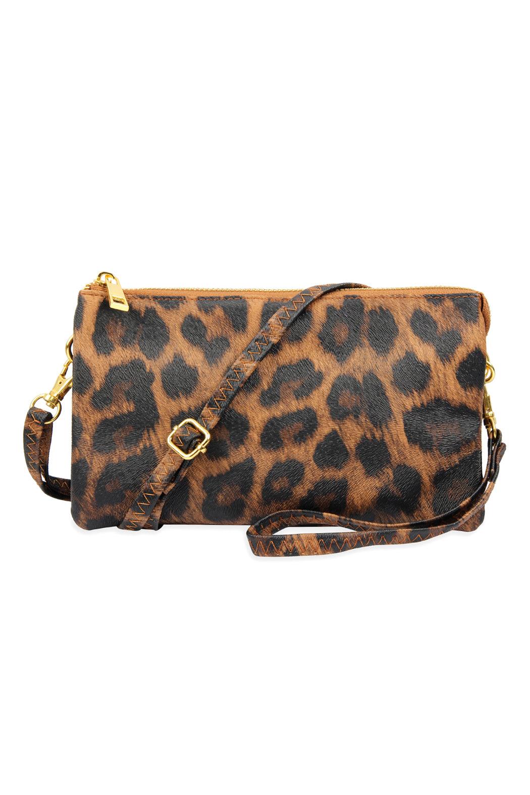 Women's Faux Leopard Print Leather Crossbody Wristlet Bag - Lovez Aqua© - 