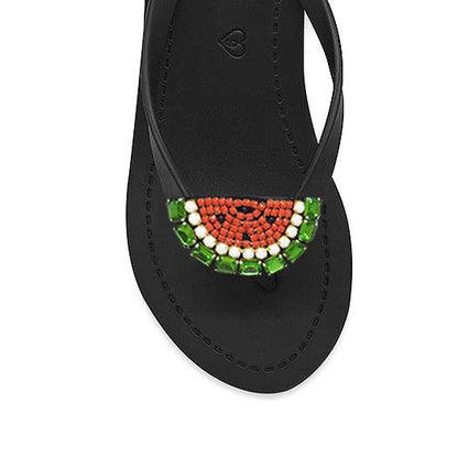 Women's High Wedge Sandals with Watermelon Embellishment - Lovez Aqua© - 