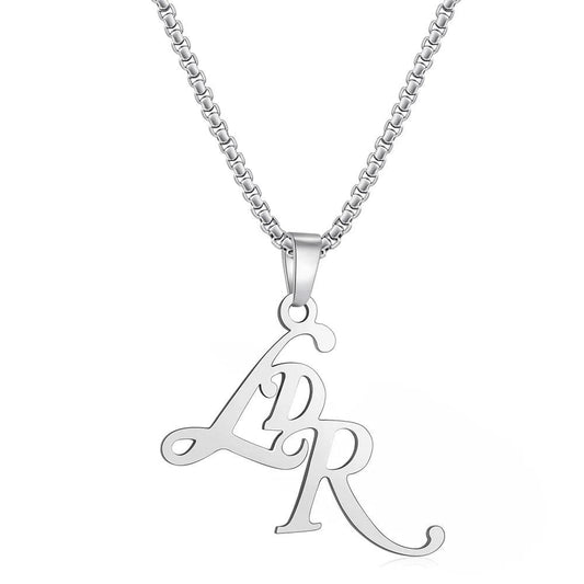 Women's Lana Del Rey Initials Silver Pendant Necklace - Lovez Aqua© - 