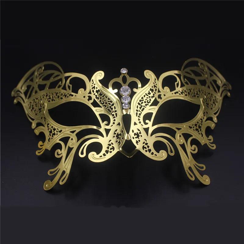 Women's Metal Laser-Cut Butterfly Filigree Venetian Masquerade Mask - Lovez Aqua© - 