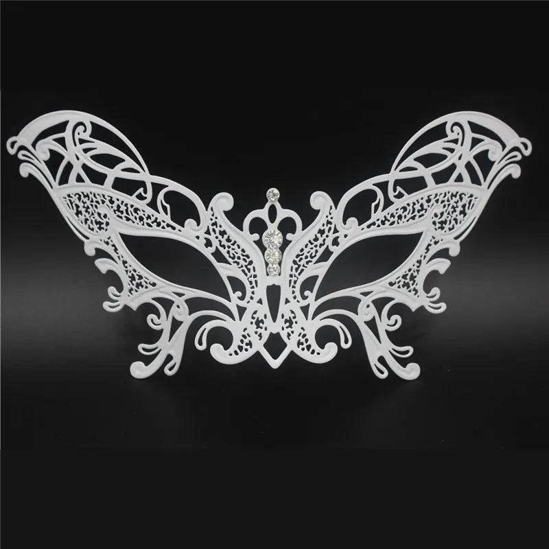 Women's Metal Laser-Cut Butterfly Filigree Venetian Masquerade Mask - Lovez Aqua© - 