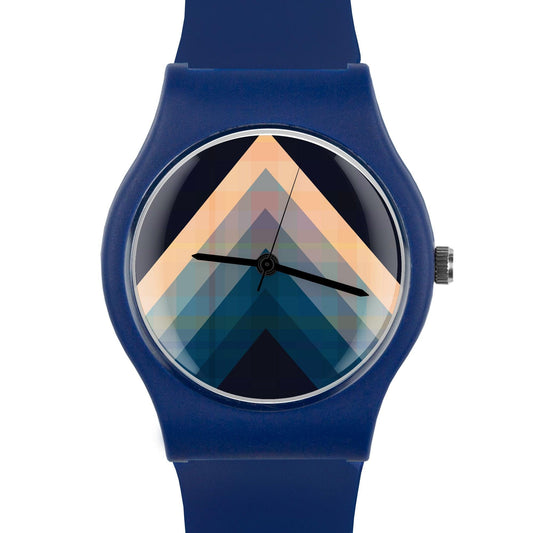 Women's Minimalist Blue Watch with Abstract Geometric Design - Lovez Aqua© - 