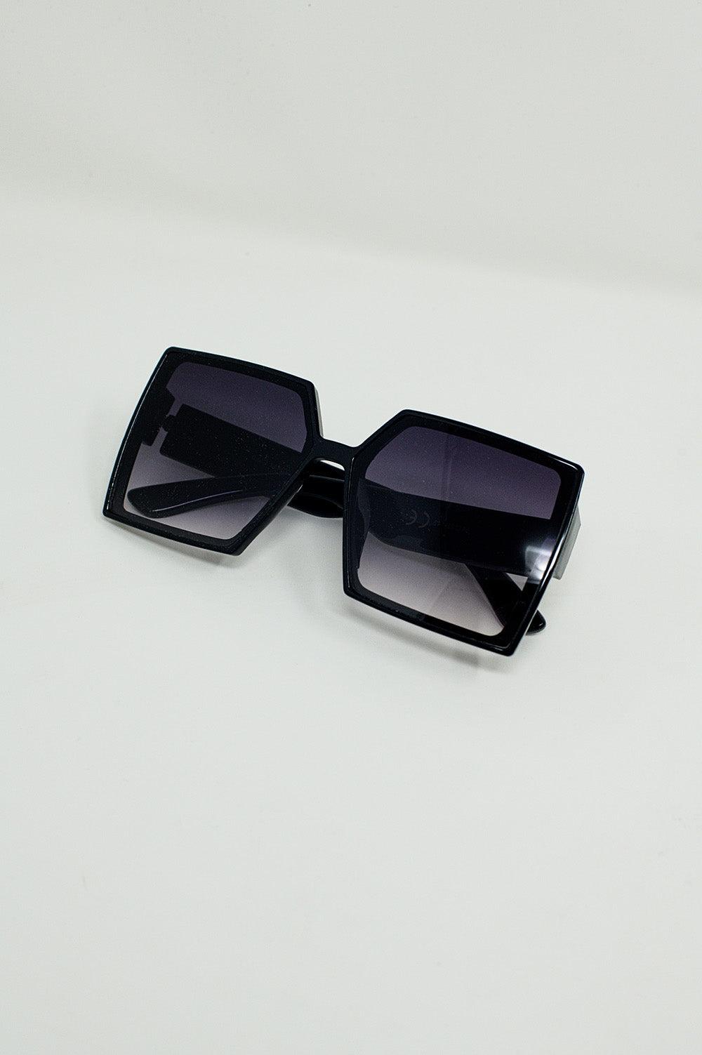 Women's Modern Oversized Pointed Square Sunglasses with Black Arms - Lovez Aqua© - 