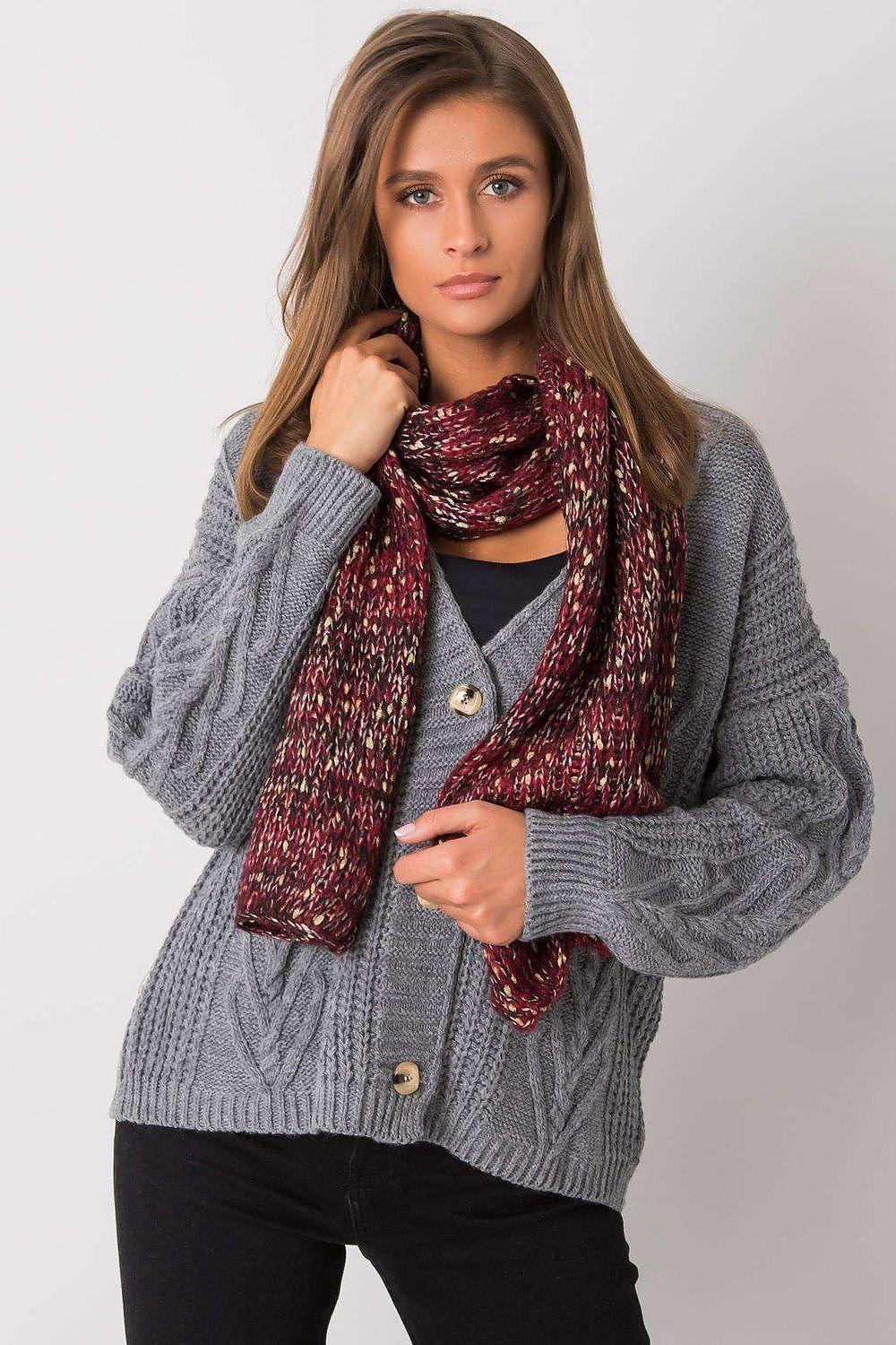 Women's Multicolored Warm Red, Purple, & Beige Marled Knit Scarf - Lovez Aqua© - 