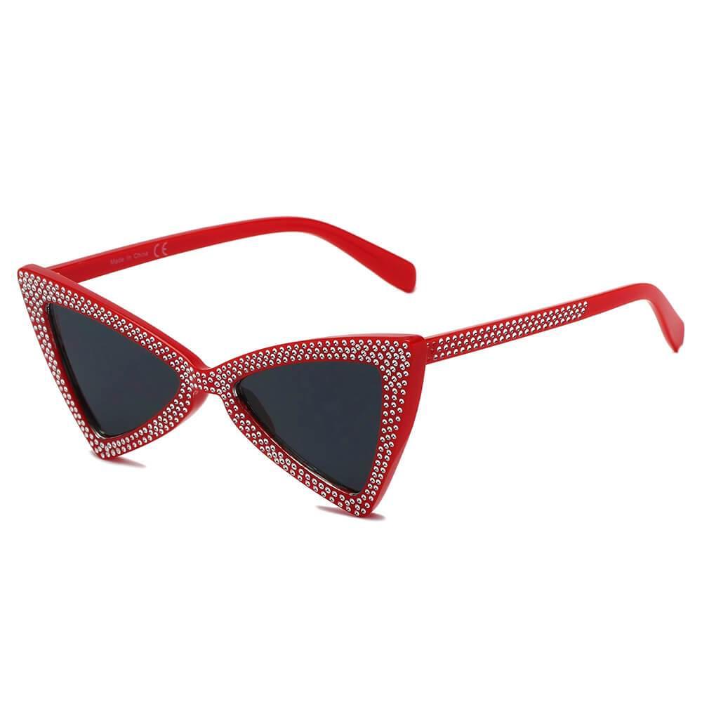 Women's Retro Vintage Extreme Cat Eye Sunglasses with Rhinestones - Lovez Aqua© - 