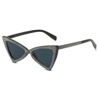 Women's Retro Vintage Extreme Cat Eye Sunglasses with Rhinestones - Lovez Aqua© - 