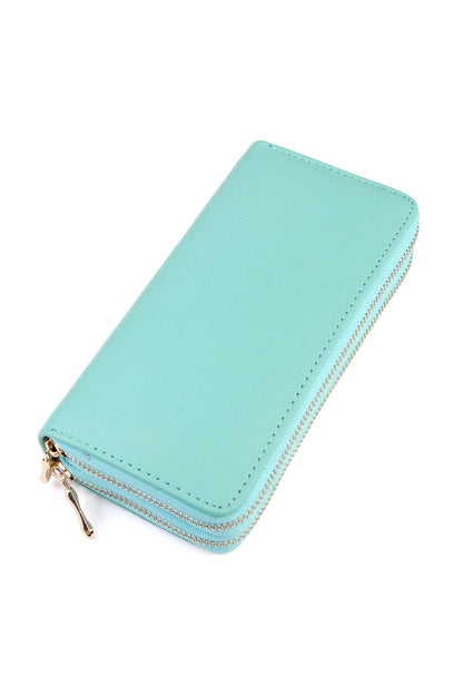 Women's Stylish Double Zip Around Wallet for Secure Storage - Lovez Aqua© - 