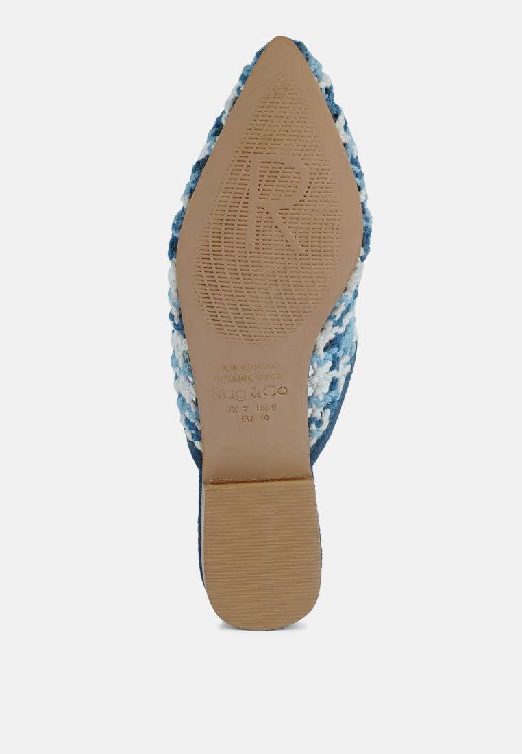 Women's Woven Flat Mules With Tassels - Lovez Aqua© - 