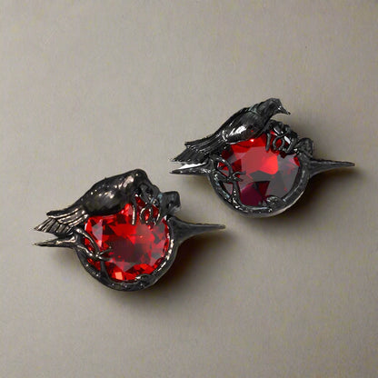 Love and Deepspace Sylus Red Mephisto Crow Brooch Inspired Enamel Brooch