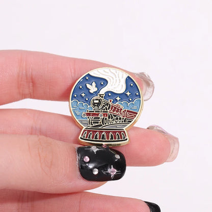 Harry Potter Night Hogwarts Castle & Hogwarts Express Train Lapel Brooch - 80d3e6-0e.myshopify.com - -  