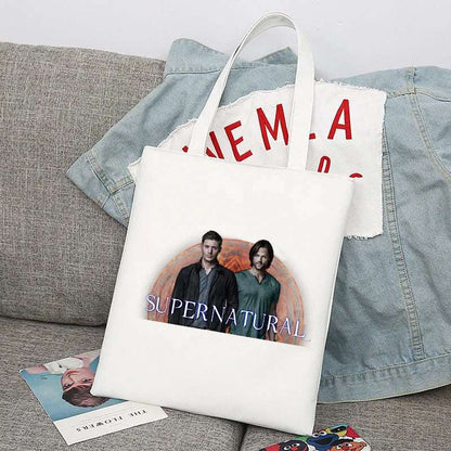 Supernatural Winchester Brothers Canvas Tote Bag - 80d3e6-0e.myshopify.com - White 15 / Without Zipper -  White 15