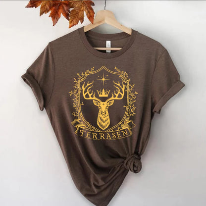 Terrasen The White Stag Throne of Glass Women's Graphic Print T-Shirt - Lovez Aqua© - 