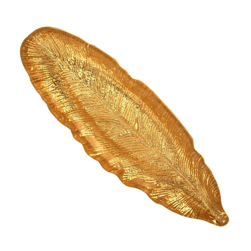 Golden Swan Feather Replica Antique Gilded Small Serving Tray