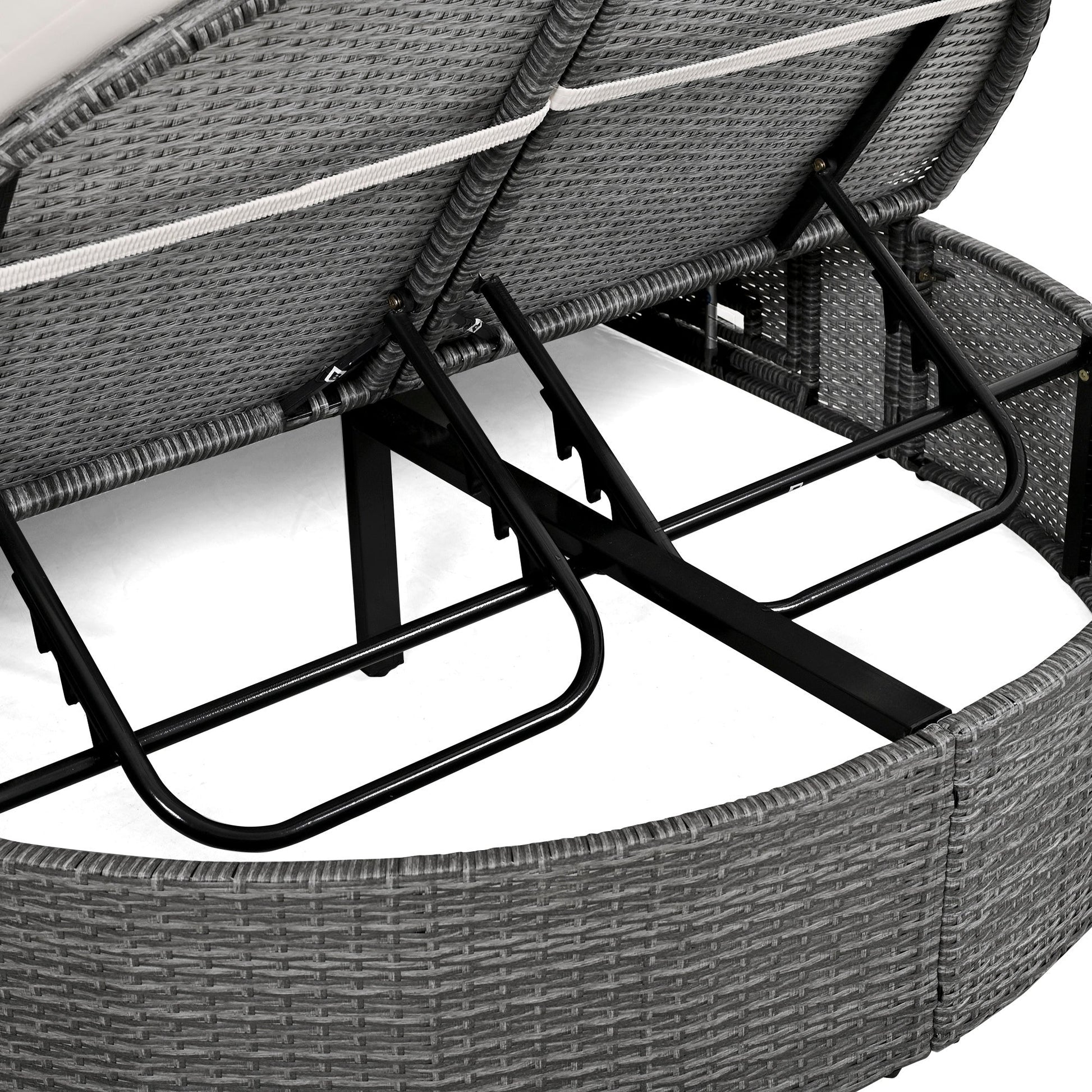 Outdoor Two Seater Adjustable Patio Reclining Rattan Sun Daybed with Cushions - 80d3e6-0e.myshopify.com - -  