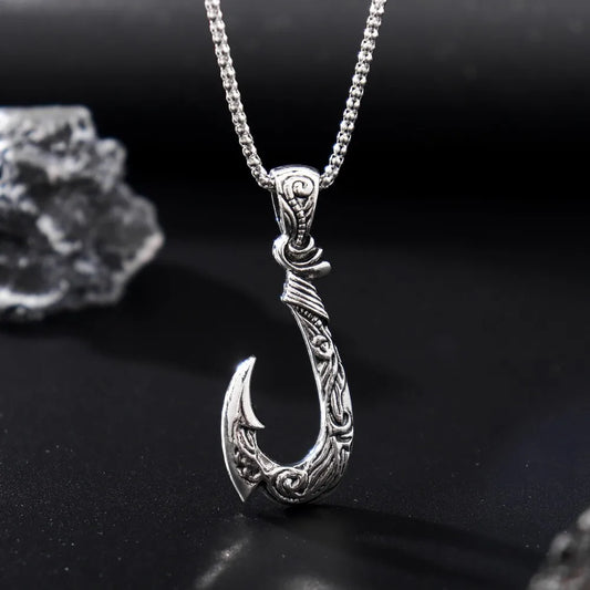 Disney's Moana Maui's Mānaiakalani Fish Hook Silver Men's Pendant Necklace