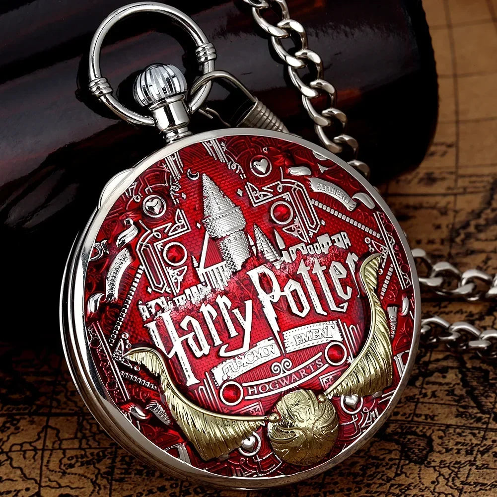 Harry Potter Hogwarts Houses Metallic Vintage Quartz Musical Pocket Watch