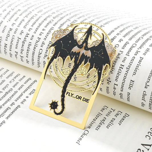 Fourth Wing "Fly or Die " Dragon Rider Engraved Metal Bookmark - Lovez Aqua© - iron flame, reading, violet, xaden