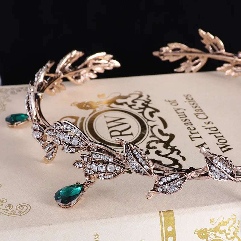 Lord of the Rings Elvish Style Waterdrop Crystal Rhinestone Pendant Leaf Tiara - 80d3e6-0e.myshopify.com - -  