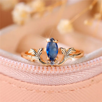 Women's Sapphire Blue Marquise Silver Ring with White Round Zircon Stones - 80d3e6-0e.myshopify.com - -  