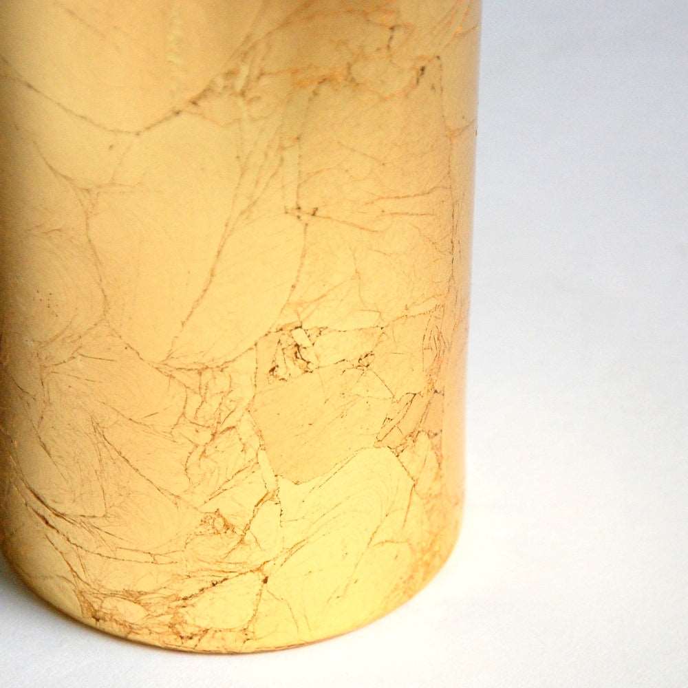 Modern 9" Distressed Large Golden Gilded Glass Cylinder Vase Decoration