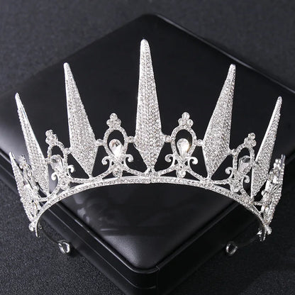 Women's Baroque Vintage Black Crystal Rhinestone Gothic Spear Tiara