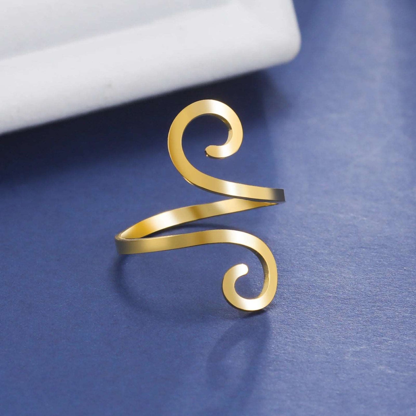 Women's Stainless Steel Large Spiral Adjustable Ring