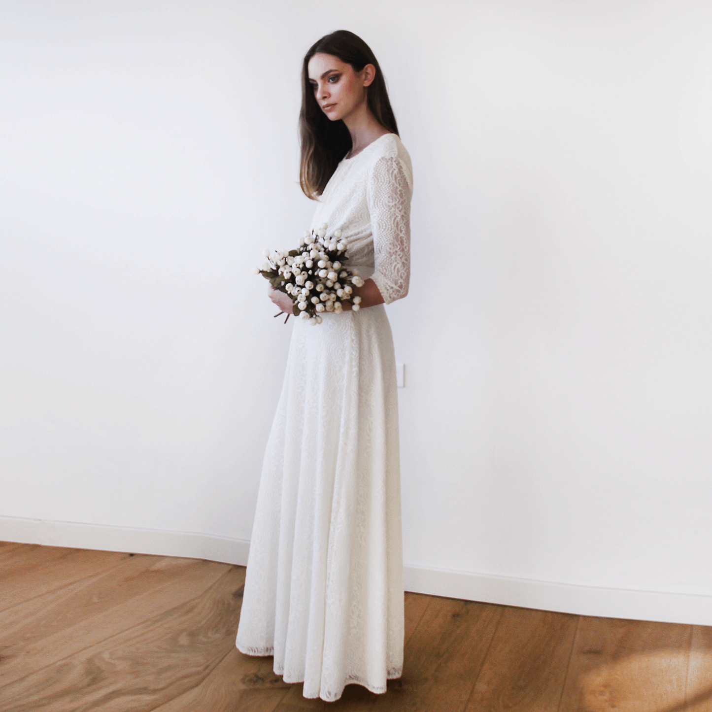 Ivory Lace Floor-Length Maxi Bridal Wedding Skirt