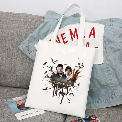 Supernatural Winchester Brothers Canvas Tote Bag - 80d3e6-0e.myshopify.com - White 12 / Without Zipper -  White 12