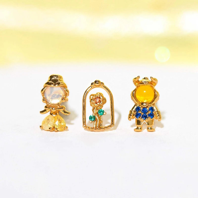 Disney Princesses & Animal Friends Cubic Zircon Women's Stud Earrings (4pcs)