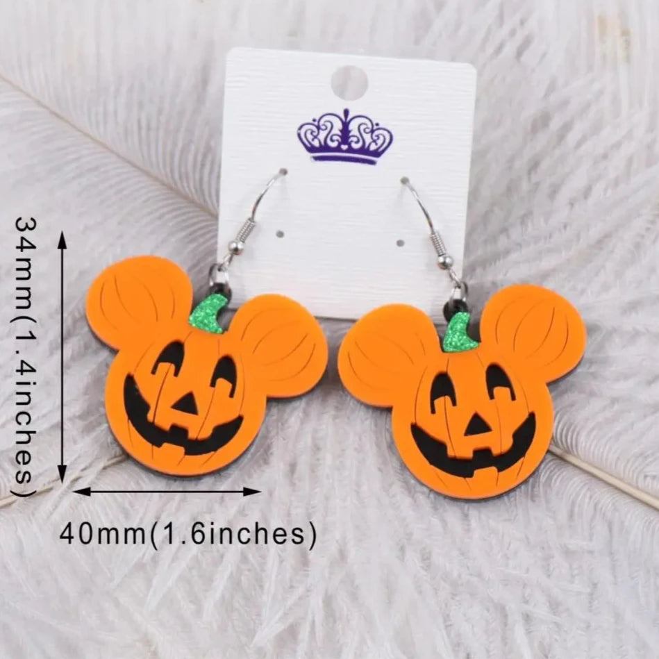 Disney's Mickey Mouse Head Halloween Pumpkin Dangle Earrings - Lovez Aqua© - 