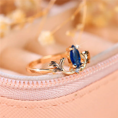 Women's Sapphire Blue Marquise Silver Ring with White Round Zircon Stones - 80d3e6-0e.myshopify.com - -  