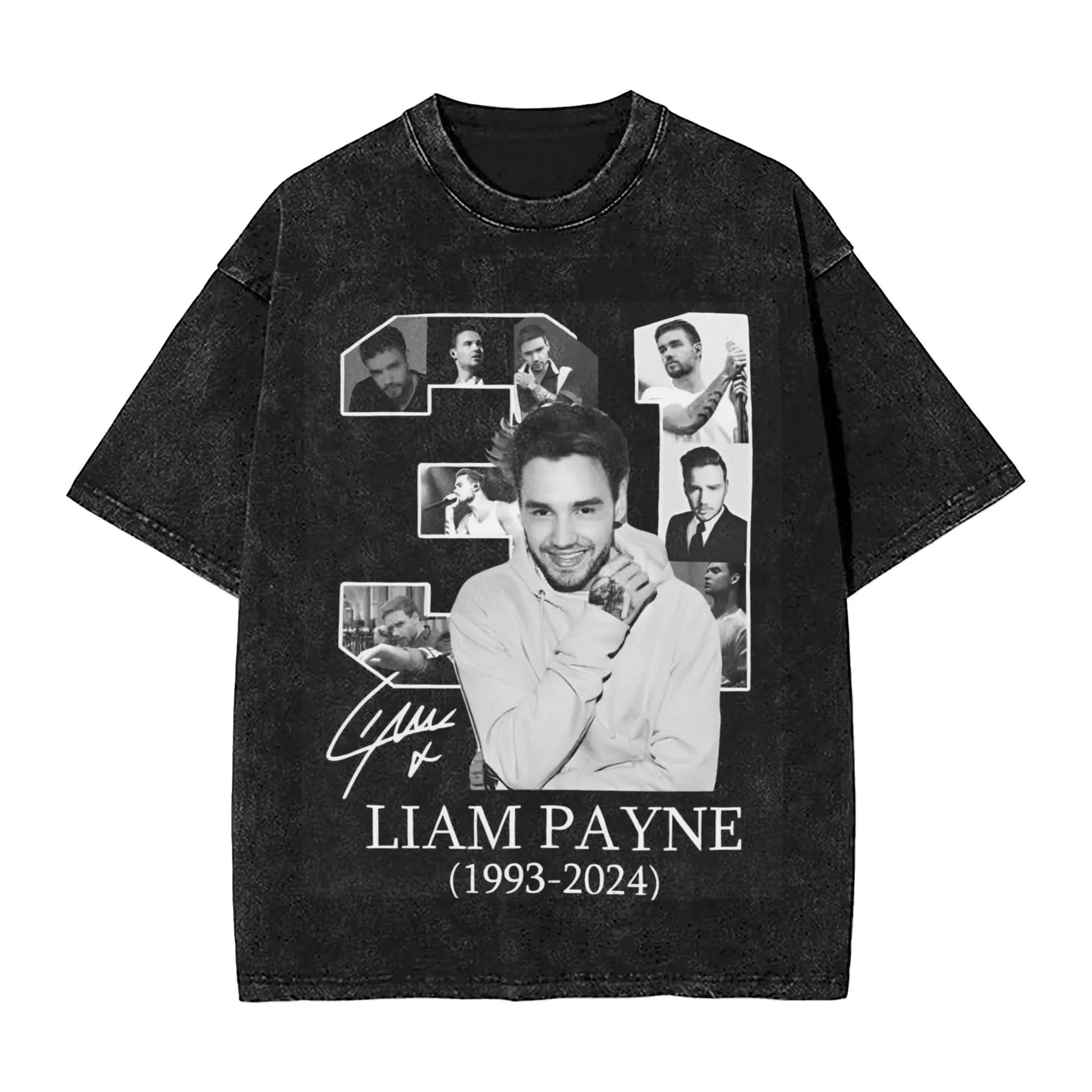 Liam Payne Remembrance 1993-2024 RIP Distressed Unisex Black Cotton T-Shirt - Lovez Aqua© - one direction