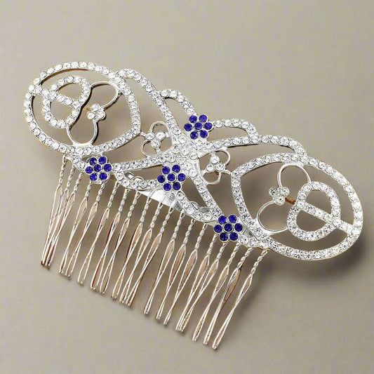 The Twilight Saga Bella Swan Diamond & Sapphire Embellished Wedding Hair Comb - Lovez Aqua© - 