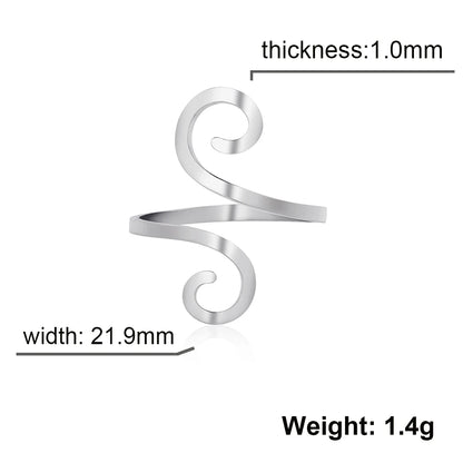 Women's Stainless Steel Large Spiral Adjustable Ring