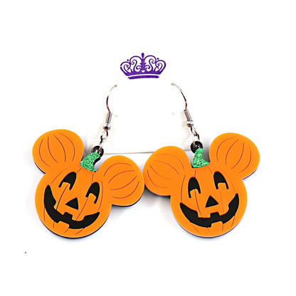 Disney's Mickey Mouse Head Halloween Pumpkin Dangle Earrings - Lovez Aqua© - 