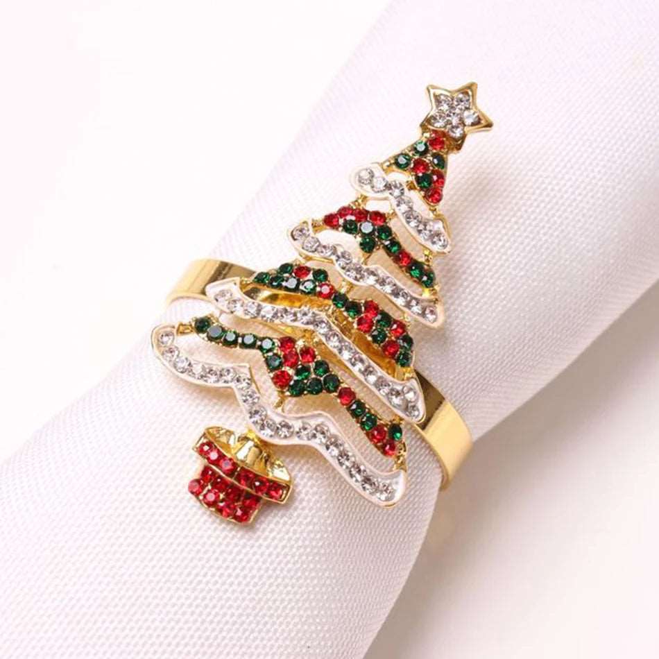 Rhinestone Embellished Christmas Themed Metal Napkin Ring Holders (4pcs) - 80d3e6-0e.myshopify.com - 8 -  8