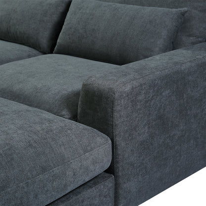 Modern Dark Gray Large L-Shape Feather Filled Sectional Convertible Sofa - Lovez Aqua© - 