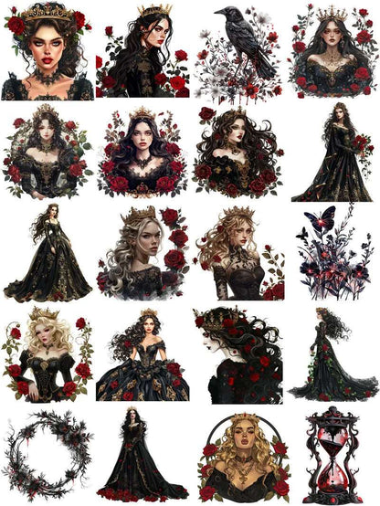 Gothic Black & Red Rose Fierce Queen Fantasy Decorative Stickers (20 Pieces) - 80d3e6-0e.myshopify.com - Default Title -  Default Title