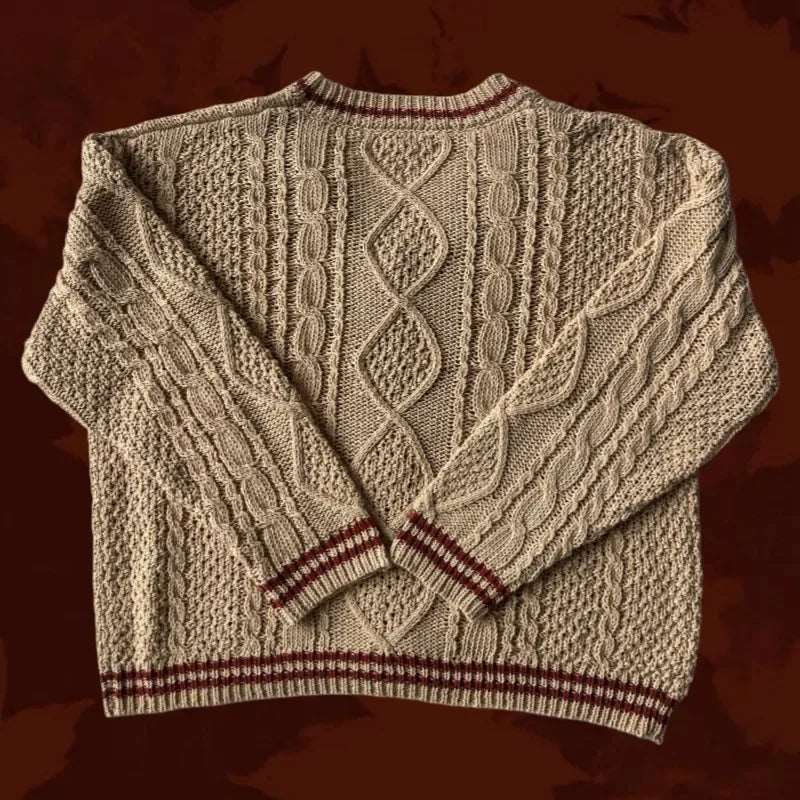 Taylor Swift Folklore Embroidered Autumn Leaves Knitted Beige Women's Cardigan