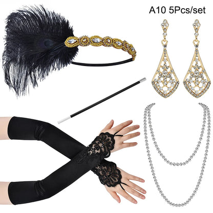 Women's Roaring 1920s Great Gatsby Cosplay Flapper Accessories - Lovez Aqua© - 