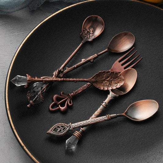 Vintage Royal Antique Metallic Teaspoons Set with Decorative Crystals (6Pcs) - 80d3e6-0e.myshopify.com - -  