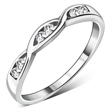 S925 Sterling Silver & Intwined Cubic Zirconia Women's Ring