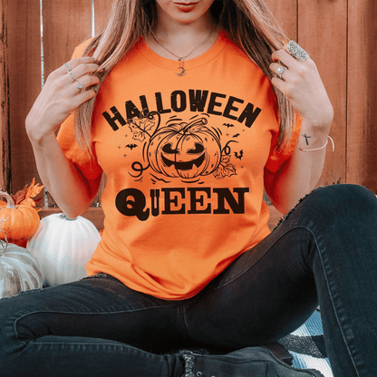 "Halloween Queen" Women's Spooky Pumpkin Graphic Cotton T-Shirt - Lovez Aqua© - 