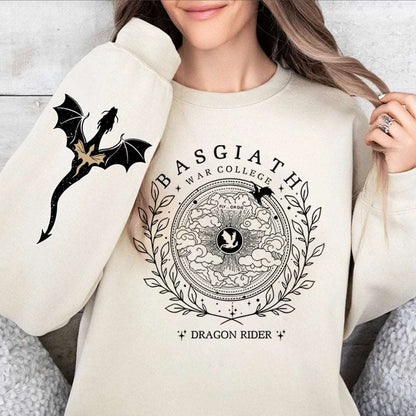 Basgiath War College Double-Side Fourth Wing Dragon Sleeve Women's Sweatshirt - Lovez Aqua© - jumper, violet, xaden