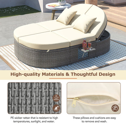 Outdoor Two Seater Adjustable Patio Reclining Rattan Sun Daybed with Cushions - 80d3e6-0e.myshopify.com - -  